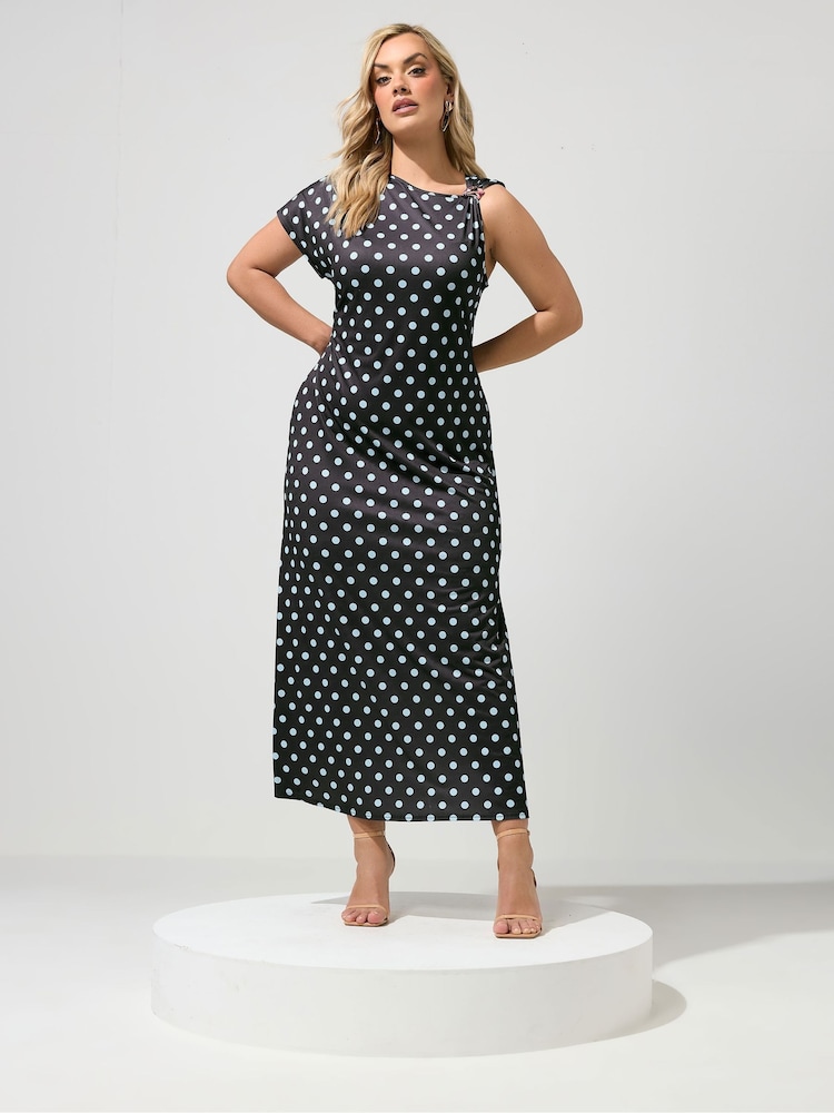 Yours Curve Brown London Buckle Shoulder Dress - Image 1 of 6