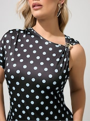 Yours Curve Brown London Buckle Shoulder Dress - Image 5 of 6