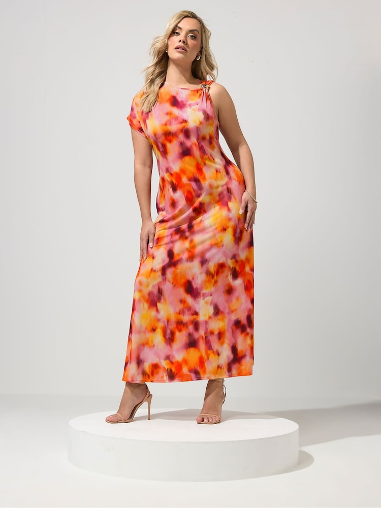 Yours Curve Orange London Buckle Shoulder Dress - Image 1 of 5