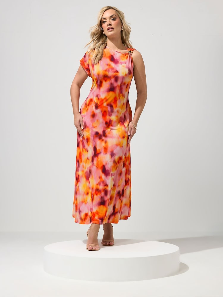 Yours Curve Orange London Buckle Shoulder Dress - Image 2 of 5