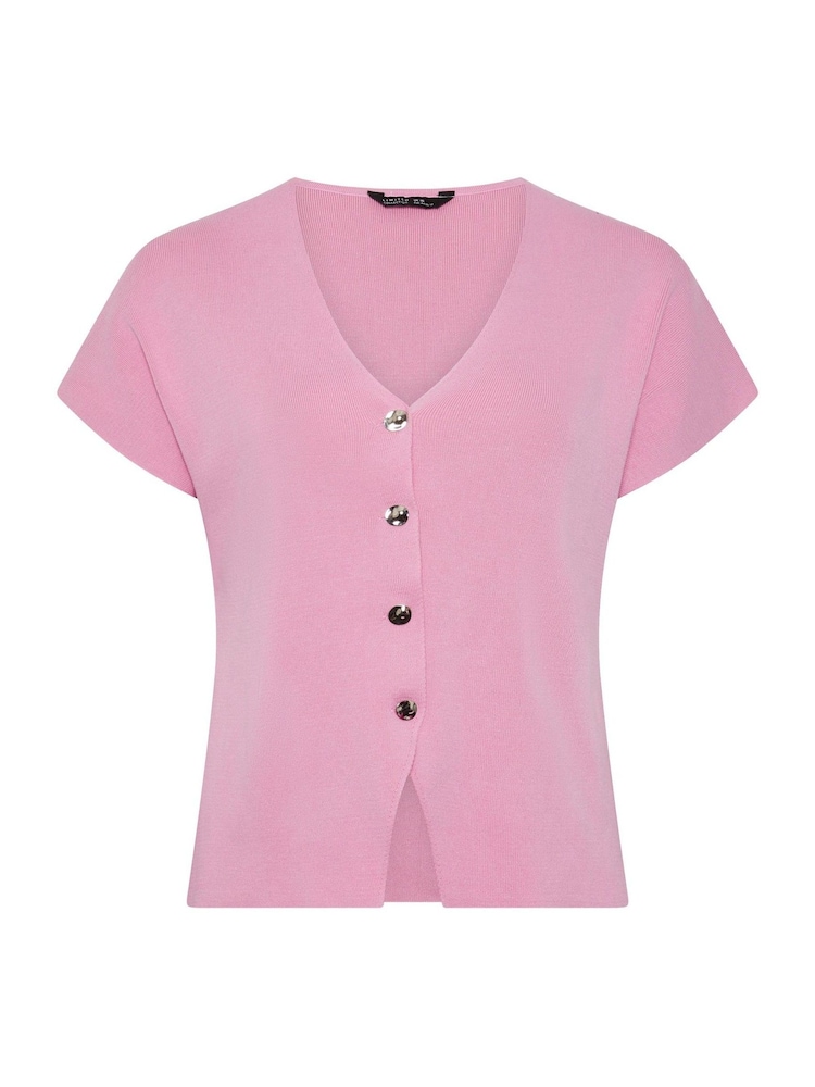 粉色 - Yours Curve Limited Double Button Knitted Top - 圖片 5/5