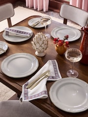 Laura Ashley Set of 4 White and Soft Gold Dinner Plate - Image 1 of 5