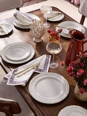 Laura Ashley Set of 4 White and Soft Gold Dinner Plate - Image 2 of 5