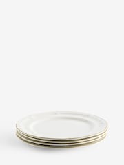 Laura Ashley Set of 4 White and Soft Gold Dinner Plate - Image 5 of 5
