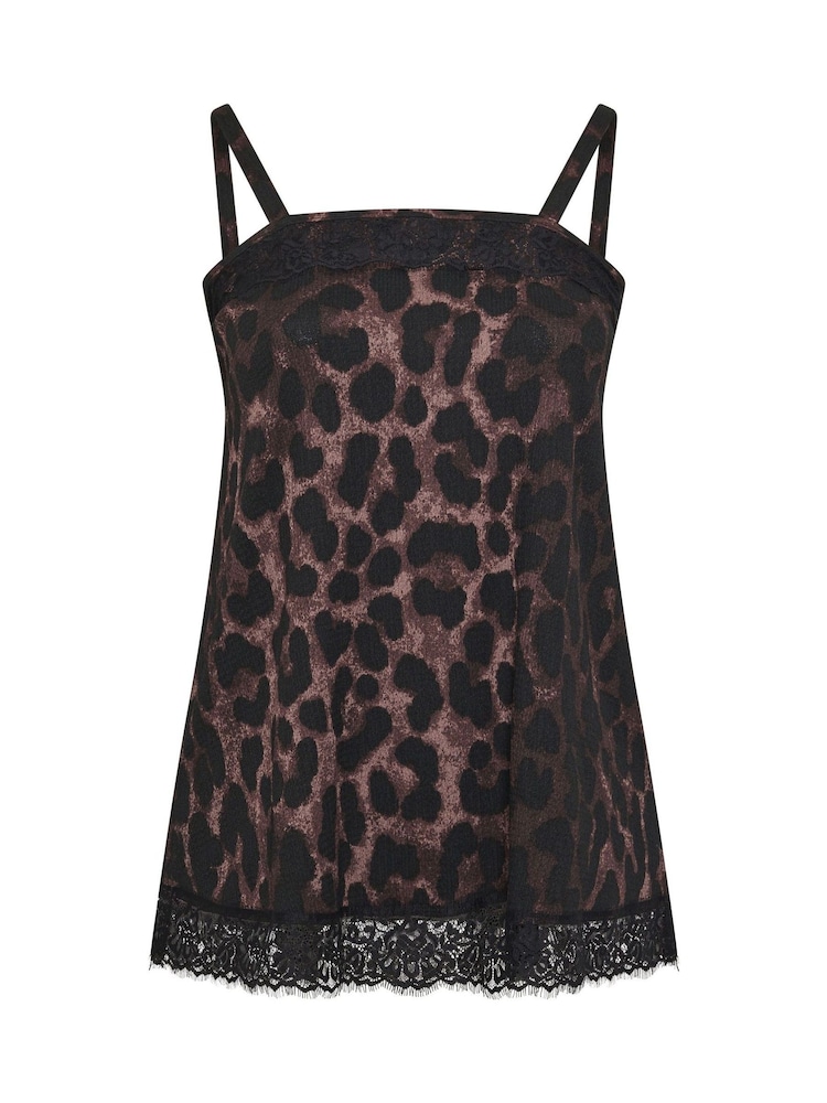 Yours Curve Brown Lace Trim Texture Vest - Image 5 of 5 Yours Curve Brown Lace Trim Texture Vest - Image 5 of 5