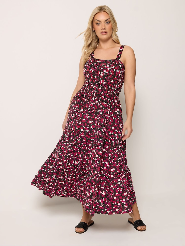 Rojo - Yours Curve Shirred Midaxi Dress - Imagen 2 de 5