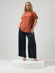 Yours Curve Orange London Pleated Shoulder Top - Image 2 of 5