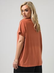 Yours Curve Orange London Pleated Shoulder Top - Image 3 of 5