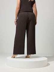 Yours Curve Brown London Pleated Trousers - Image 3 of 5