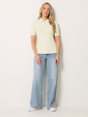Long Tall Sally Yellow Zip Neck Ribbed T-Shirt - Image 3 of 6