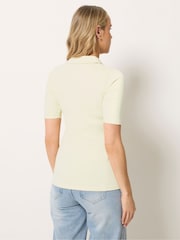 Long Tall Sally Yellow Zip Neck Ribbed T-Shirt - Image 4 of 6