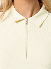Long Tall Sally Yellow Zip Neck Ribbed T-Shirt - Image 5 of 6