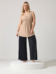 Yours Curve Natural London Sleeveless Knot Front Top - Image 2 of 5