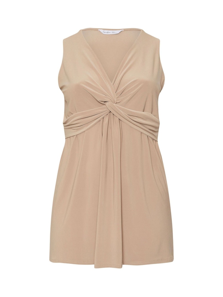 Yours Curve Natural London Sleeveless Knot Front Top - Image 5 of 5
