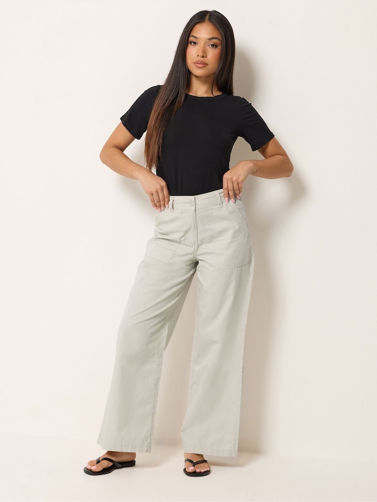 M&Co Natural Petite Poplin Wide Leg Trousers - Image 2 of 5