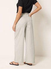 M&Co Natural Petite Poplin Wide Leg Trousers - Image 3 of 5