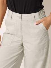 M&Co Natural Petite Poplin Wide Leg Trousers - Image 4 of 5