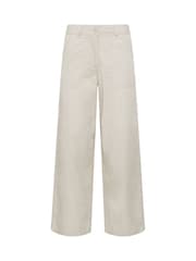M&Co Natural Petite Poplin Wide Leg Trousers - Image 5 of 5