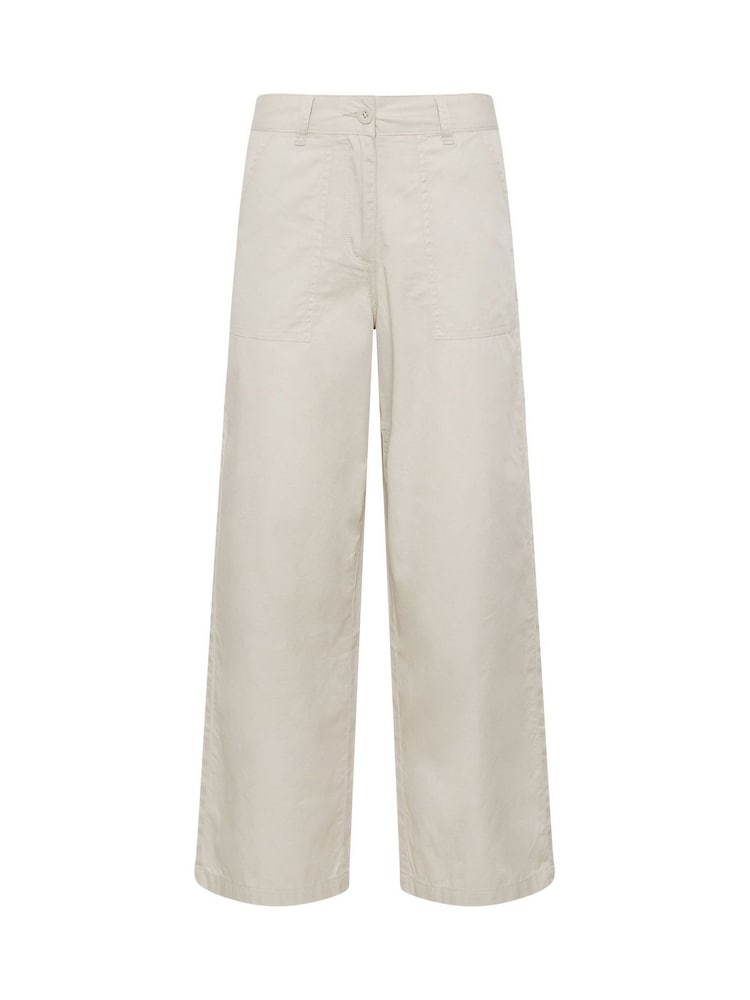 M&Co Natural Petite Poplin Wide Leg Trousers - Image 5 of 5