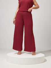 Yours Curve Red London Pleated Trousers - Image 2 of 5