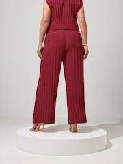 Yours Curve Red London Pleated Trousers - Image 3 of 5