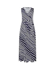 Yours Curve Blue Sleeveless Wrap Front Dress - Image 5 of 5