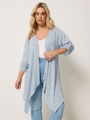 Yours Curve Blue Space Dye Waterfall Cardigan - Image 1 of 5
