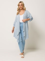 Yours Curve Blue Space Dye Waterfall Cardigan - Image 2 of 5
