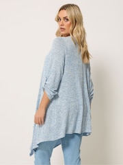 Yours Curve Blue Space Dye Waterfall Cardigan - Image 3 of 5