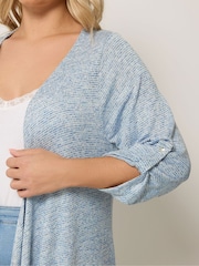 Yours Curve Blue Space Dye Waterfall Cardigan - Image 4 of 5