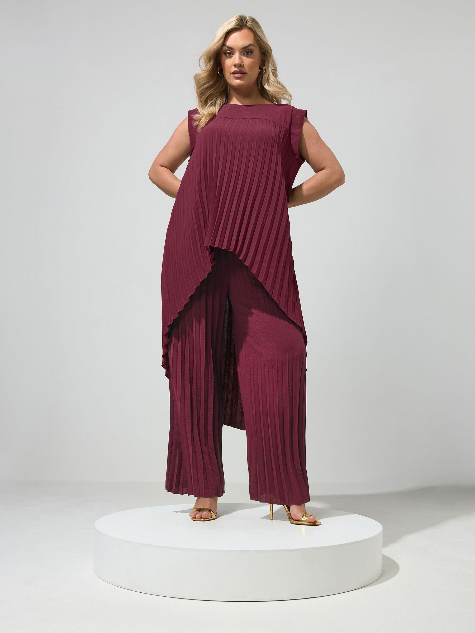 Yours Curve Women's Purple Pleated Trousers