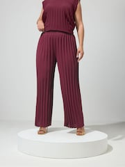 Yours Curve Purple London Pleated Trousers - Image 2 of 5