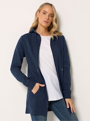 Long Tall Sally Navy Blue Longline Zip Through Hoodie - Image 1 of 5
