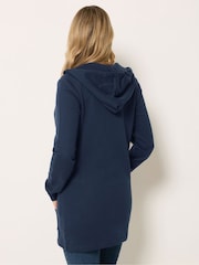 Long Tall Sally Navy Blue Longline Zip Through Hoodie - Image 3 of 5