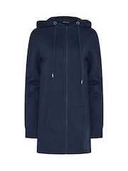 Long Tall Sally Navy Blue Longline Zip Through Hoodie - Image 5 of 5