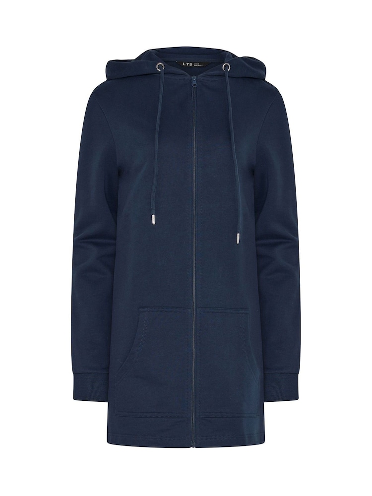 Long Tall Sally Navy Blue Longline Zip Through Hoodie - Image 5 of 5