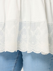 Yours Curve White Tiered Anglaise Peplum Top - Image 4 of 4