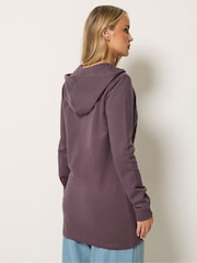 Long Tall Sally Cherry Purple Longline Zip Through Hoodie - Image 3 of 5