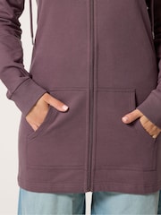 Long Tall Sally Cherry Purple Longline Zip Through Hoodie - Image 4 of 5
