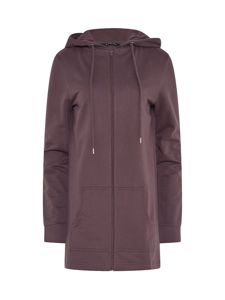 Long Tall Sally Cherry Purple Longline Zip Through Hoodie - Image 5 of 5