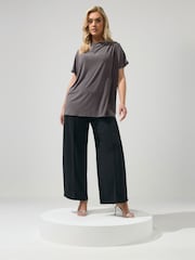 Yours Curve Grey London Pleated Shoulder Top - Image 2 of 5