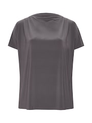 Yours Curve Grey London Pleated Shoulder Top - Image 5 of 5