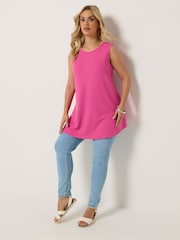 Yours Curve Pink Soft Touch Ribbed Swing Top - Image 2 of 5