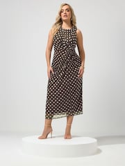 Yours Curve Brown London Sleeveless Side Twist Dress - Image 1 of 5