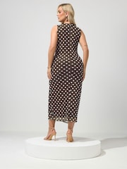 Yours Curve Brown London Sleeveless Side Twist Dress - Image 3 of 5