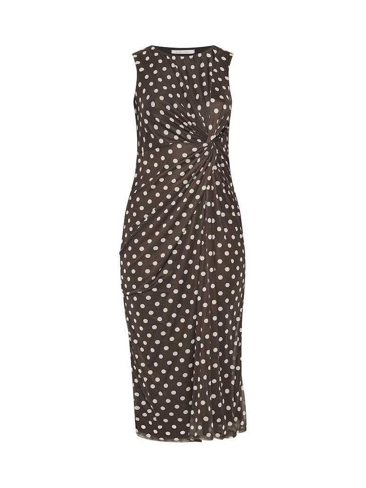 Yours Curve Brown London Sleeveless Side Twist Dress - Image 5 of 5
