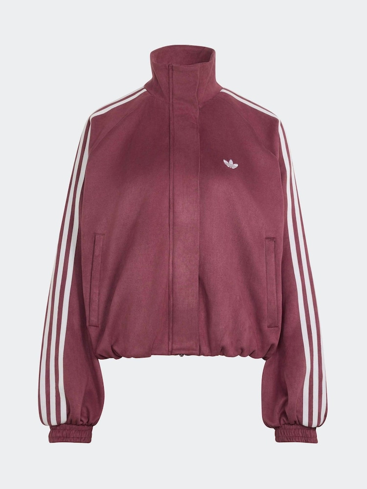 Jagodno rdeča - Jakna iz umetnega semiša s širokim ovratnikom adidas Originals - Slika 7 iz 7