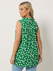 Yours Curve Green Polka Dot Collared Top - Image 3 of 5