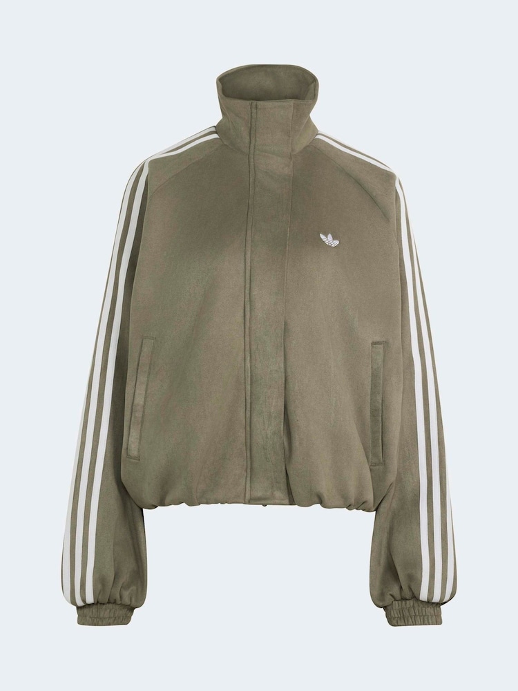 Olivno zelena - Jakna iz umetnega semiša s širokim ovratnikom adidas Originals - Slika 7 iz 7