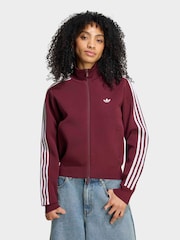 adidas Originals Maroon Red Knit Slim Fit Track Jacket - Image 1 of 5